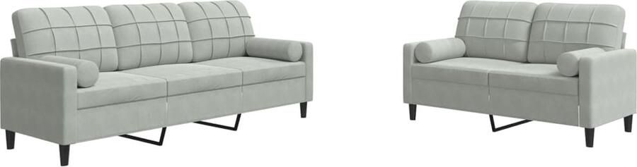 VidaXL 2-delige Loungeset Fluweel Lichtgrijs Loungeset Velours Bank Bankstel Lounge Meubels Zitzitting