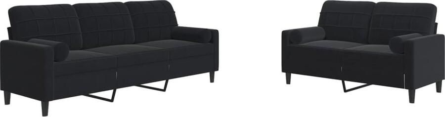 VidaXL 2-delige Loungeset met kussens en bolsters fluweel zwart