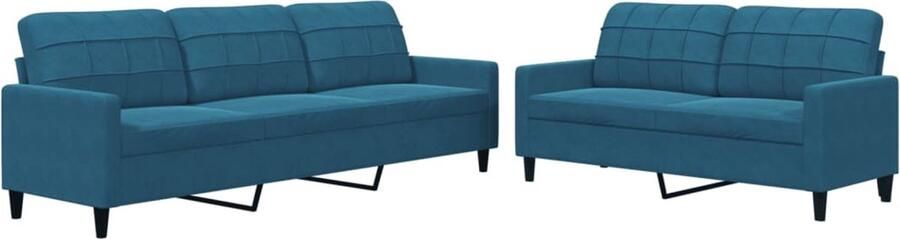 VidaXL 2-delige Loungeset met kussens fluweel blauw