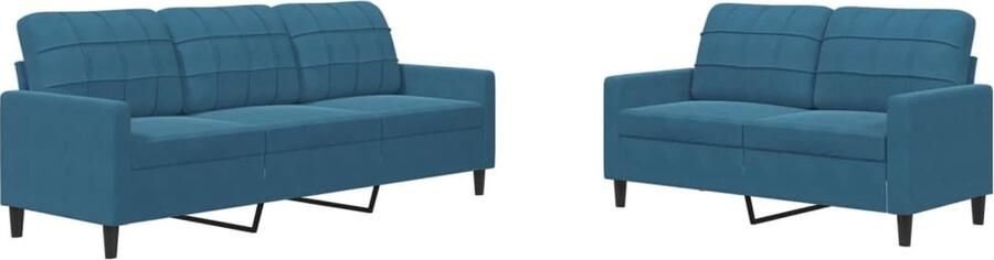 VidaXL 2-delige Loungeset met kussens fluweel blauw