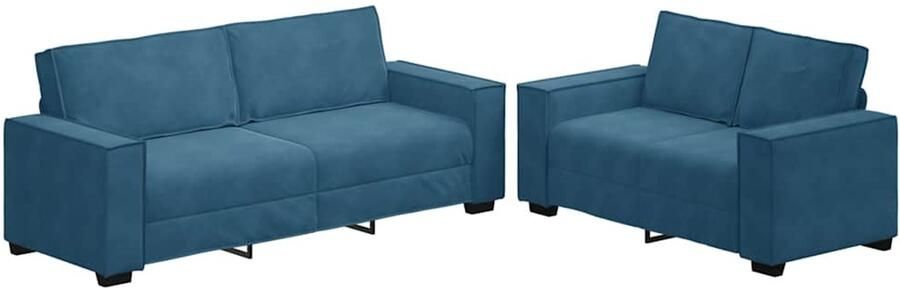 VidaXL 2-delige Loungeset met kussens fluweel blauw