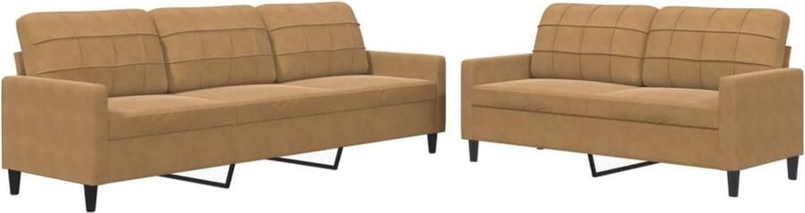 VidaXL 2-delige Loungeset met kussens fluweel bruin