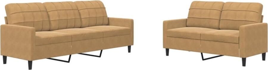 VidaXL 2-delige Loungeset met kussens fluweel bruin