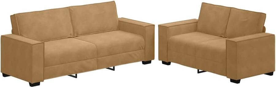 VidaXL 2-delige Loungeset met kussens fluweel bruin