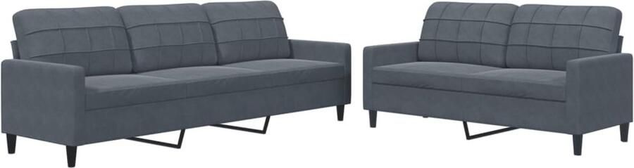 The Living Store Bank Velvet Sofa 2-zits 3-zits Donkergrijs Velours Comfortabel en Stijlvol Lounge Sofa Velvet Bank Donkere Grijze Bank 2 Persoons Bank 3 Persoons Bank - Foto 2