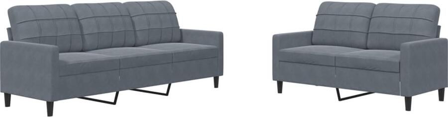 The Living Store Sofa Collection 2-zits en 3-zits bank Donkergrijs fluweel Comfortabele zitkussens Lounge Set Bankstel Sofa Velvet Bank Donkere Grijze Bank - Foto 2