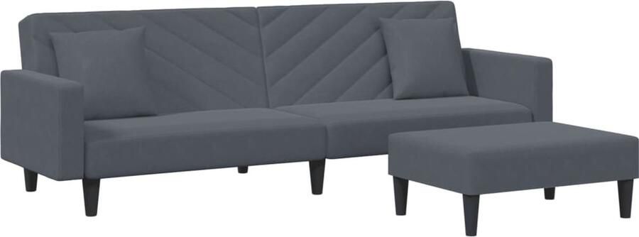 Vida XL 2-delige Loungeset met kussens fluweel donkergrijs SKU: 3202251 - Foto 2