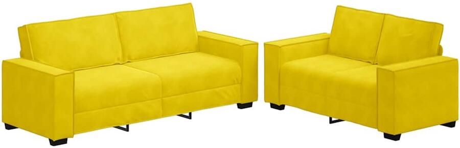 VidaXL 2-delige Loungeset met kussens fluweel geel