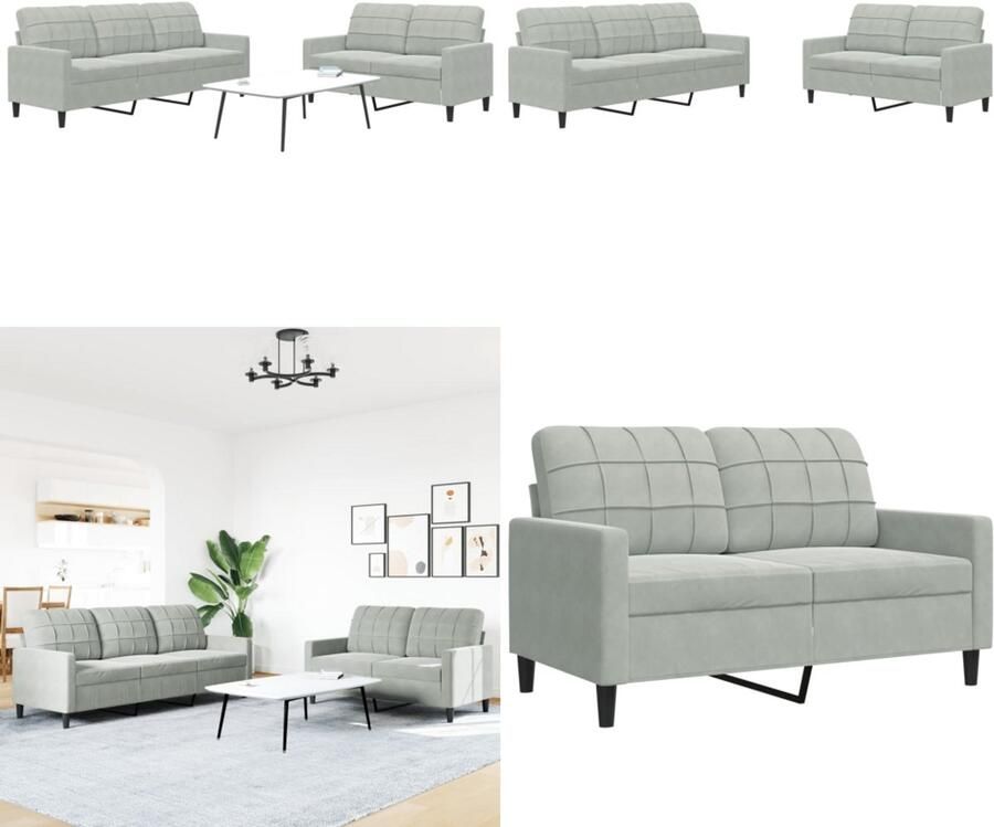 VidaXL 2-delige Loungeset met kussens fluweel lichtgrijs Bankstel Bankstellen Bankenset Sofa