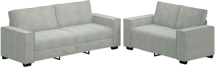 VidaXL 2-delige Loungeset met kussens fluweel lichtgrijs