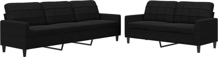 The Living Store Bank Fluweel Zwart 2-zits 157cm Comfortabel en Stabiel Zweezitsbank Driezitsbank Zwarte Bank Velvet Bank Lounge Set - Foto 2