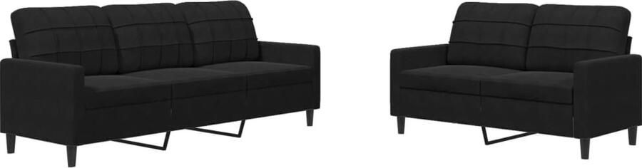 VidaXL 2-delige Loungeset met kussens fluweel zwart