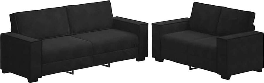 VidaXL 2-delige Loungeset met kussens fluweel zwart