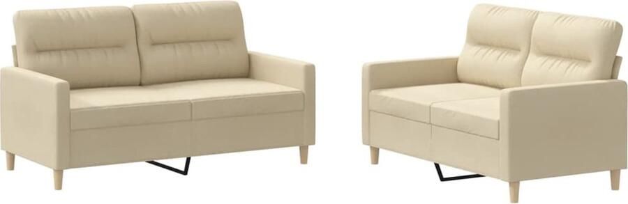 VidaXL Loungeset 2-delig Met kussens crèmekleurig Loungeset Tuinlounge Lounge Stoffen 2 Persoons Bank Creme Kleuren Loungebank Buitenshuis Meubilair Balkon Meubelset Relaxstoel Outdoor Furniture Patio Set - Foto 2
