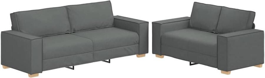 VidaXL 2-delige Loungeset met kussens stof donkergrijs