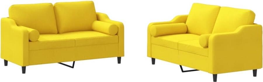 VidaXL -2-delige-Loungeset-met-kussens-stof-lichtgeel