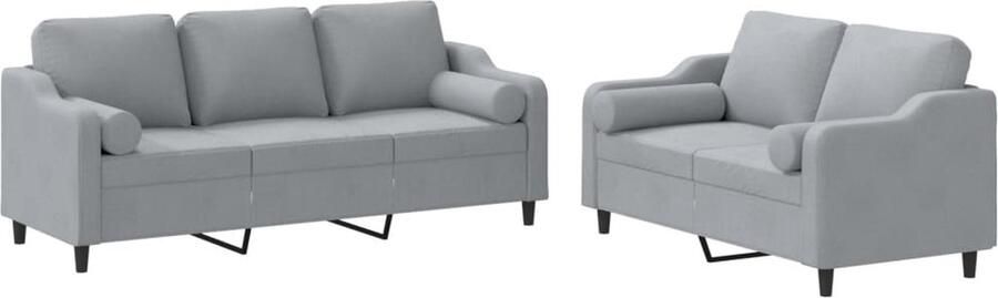 VidaXL 2-delige Loungeset met kussens stof lichtgrijs