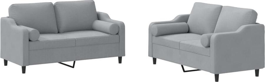 VidaXL 2-delige Loungeset met kussens stof lichtgrijs
