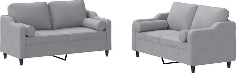 The Living Store Loungeset Tuinbank Lichtgrijs Schuimgevulde Zitkussens 2-zitsbank 140 cm Loungeset Tuinset Loungemeubel Buis Meubilair Buitenbank