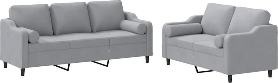 VidaXL 2-delige Loungeset lichtgrijs met kussens Loungebank Bankstellen Tuinset Buitenbank Tuinbank