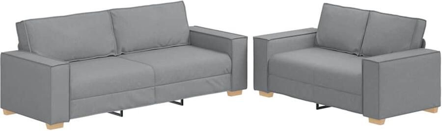 VidaXL 2-delige Loungeset met kussens stof lichtgrijs