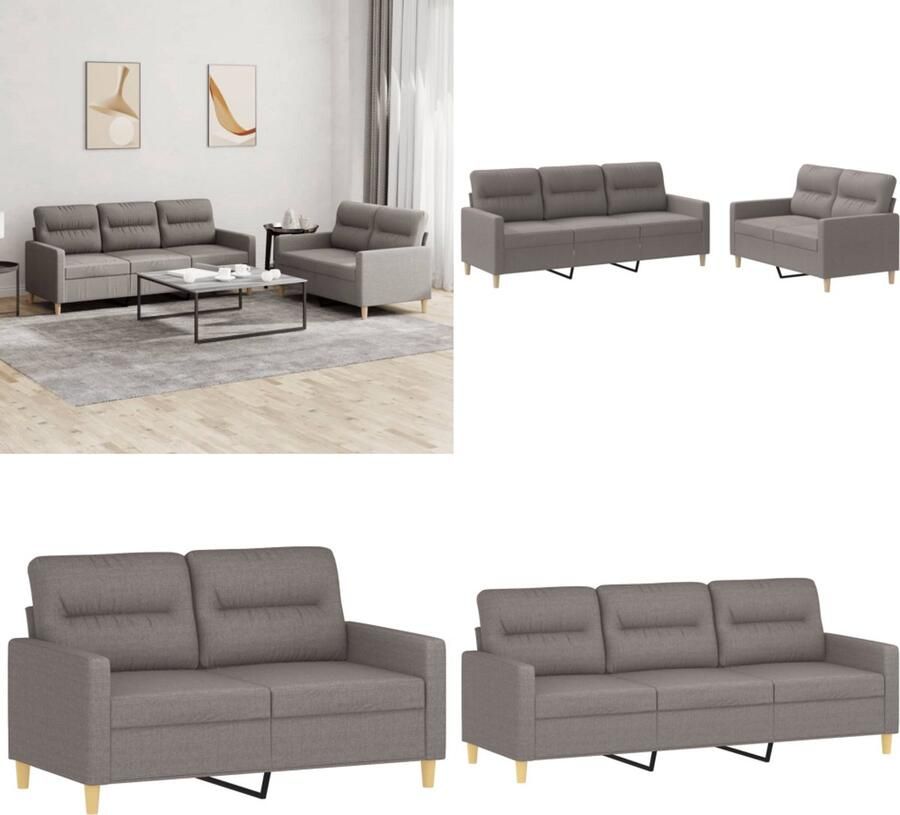 VidaXL 2-delige Loungeset met kussens stof taupe Bankstel Bankstellen Fauteuil 2-zitsbank