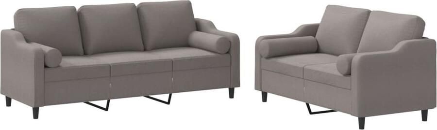 The Living Store Loungeset Kaleo Stof Metaal 2-zitsbank en 3-zitsbank Taupe 138x77x80 cm Stevig frame Comfortabele zitting Loungeset Bankstel Tuinbank Buitenbank Lounge Set - Foto 2