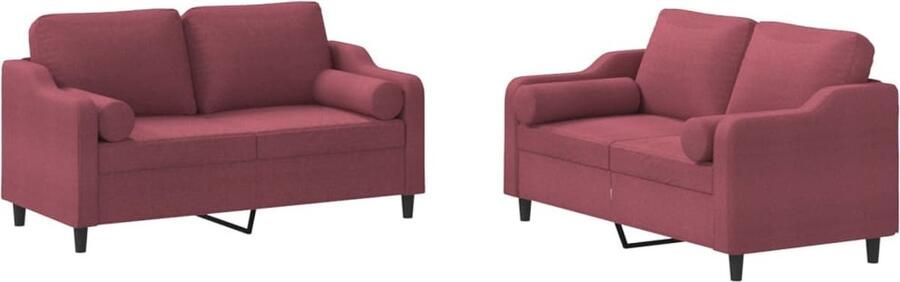 VidaXL -2-delige-Loungeset-met-kussens-stof-wijnrood - Foto 2
