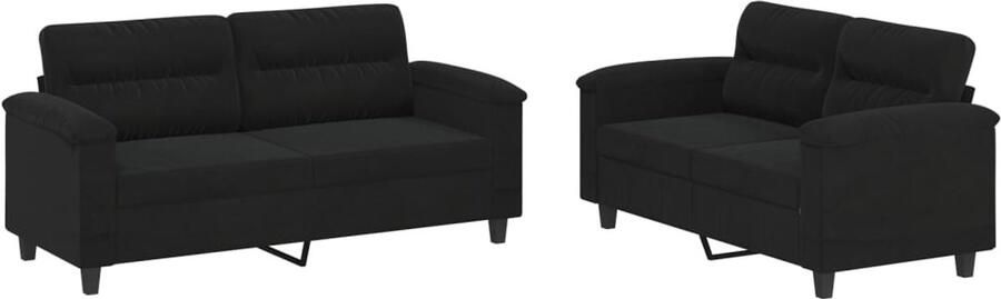 VidaXL 2-delige Loungeset met Kussens Zwart Loungebank 2 Persoons Bank Bankstellen Salon Meubilair Zwarte Bank