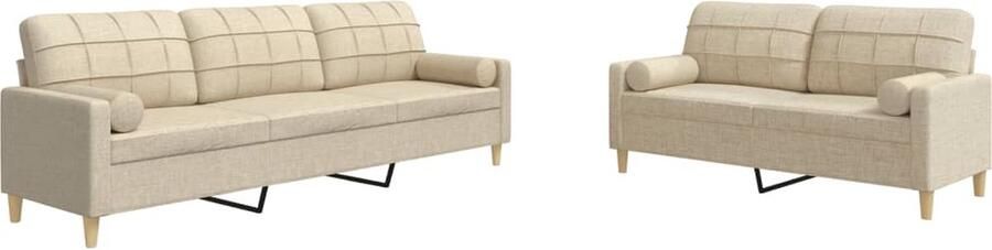 VidaXL Loungeset 2-delig crème Inclusief Kussens Loungebank Lounge Set Tuinset Bankstellen Creme Kleur