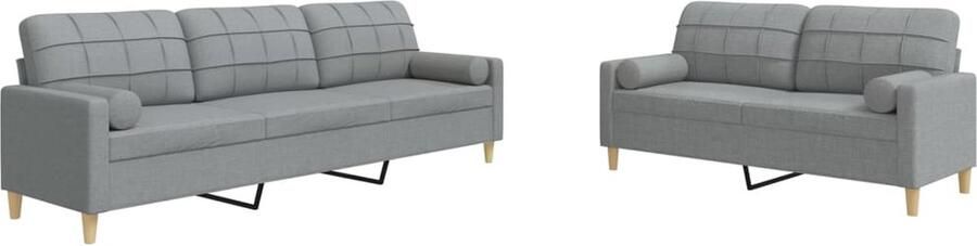VidaXL Loungeset 2-delig Lichtgrijs Inclusief Kussens Loungeset Woonkamer Meubels Tuinset Lounge Suite Bankstellen