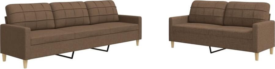 VidaXL Loungeset 2-delig bruin stof Loungebank Tuinset Buitenbank Lounge Set Bankstellen