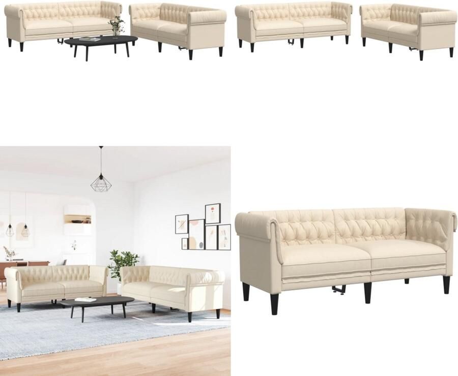 VidaXL 2-delige Loungeset stof crèmekleurig Bankstel Bankstellen Bankenset Sofa