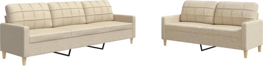 VidaXL Loungeset 2-delig Crèmekleurig Stof Loungebank Sofa Tuinset Lounge Set Bankstellen