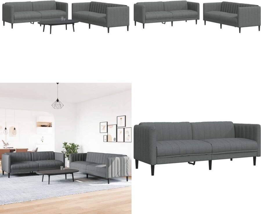 VidaXL 2-delige Loungeset stof donkergrijs Bankstel Bankstellen Bankenset Sofa