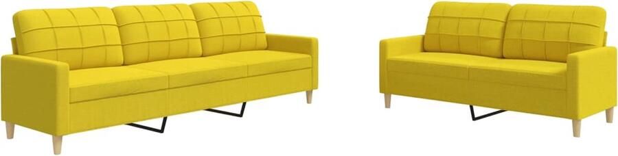 VidaXL Loungeset 2-delig Lichtgeel Stof Loungeset Bankstellen Tuinset Buitenset Lounge Meubels