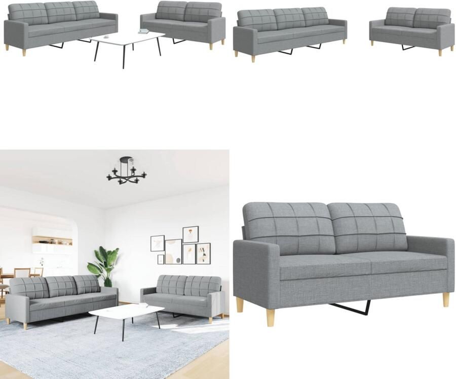 VidaXL 2-delige Loungeset stof lichtgrijs Bankstel Bankstellen Bankenset Sofa