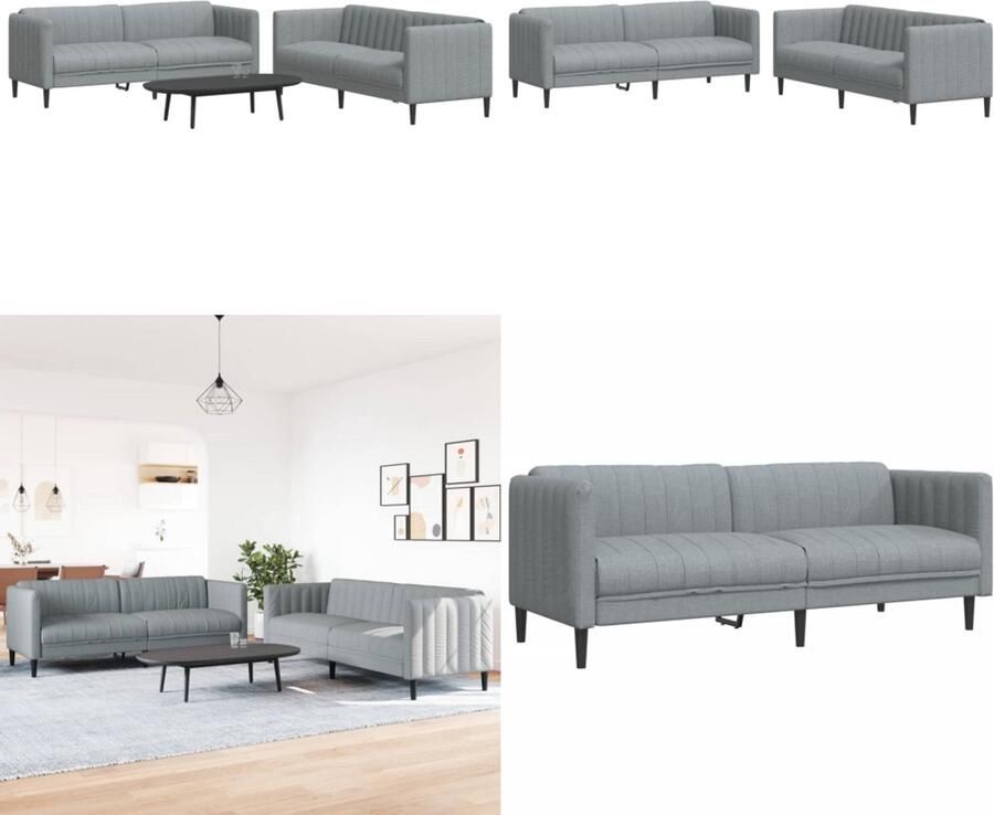 VidaXL 2-delige Loungeset stof lichtgrijs Bankstel Bankstellen Bankenset Sofa