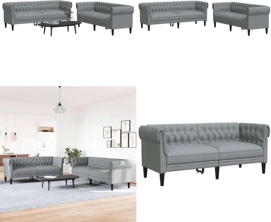VidaXL 2-delige Loungeset stof lichtgrijs Bankstel Bankstellen Bankenset Sofa