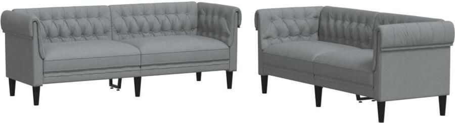 VidaXL 2-delige Loungeset stof lichtgrijs Loungeset Bankstel Comfortabel Grijs Stoffen Bank