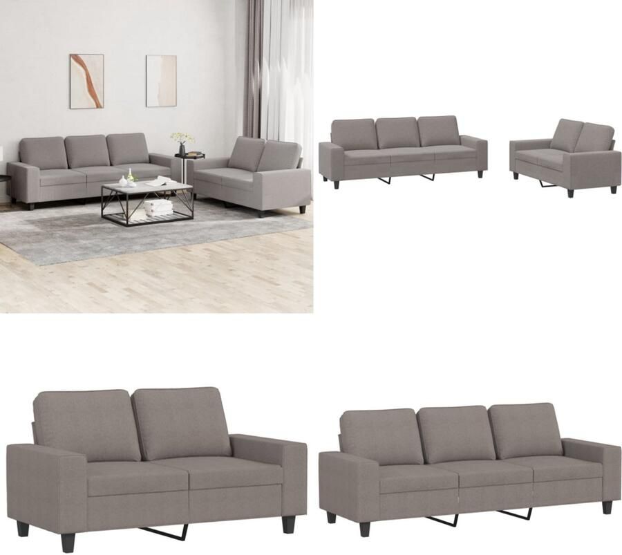 VidaXL 2-delige Loungeset stof taupe Bankstel Bankstellen Fauteuil 2-zitsbank