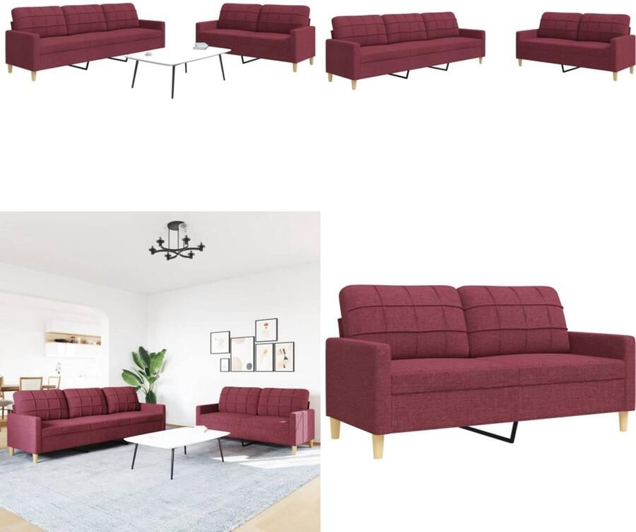 VidaXL 2-delige Loungeset stof wijnrood Bankstel Bankstellen Bankenset Sofa