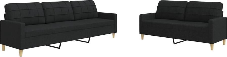 VidaXL 2-delige Loungeset stof zwart