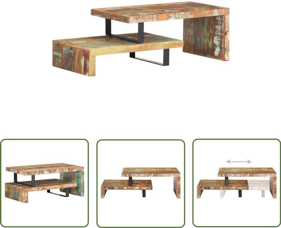 VidaXL 2-delige salontafelset gerecycled hout Salontafel Houten Tafel Vintage Tafel Industrieel Meubilair Koffietafel Tv Tafel Woontrends Hergebruikt Hout Handmade Furniture