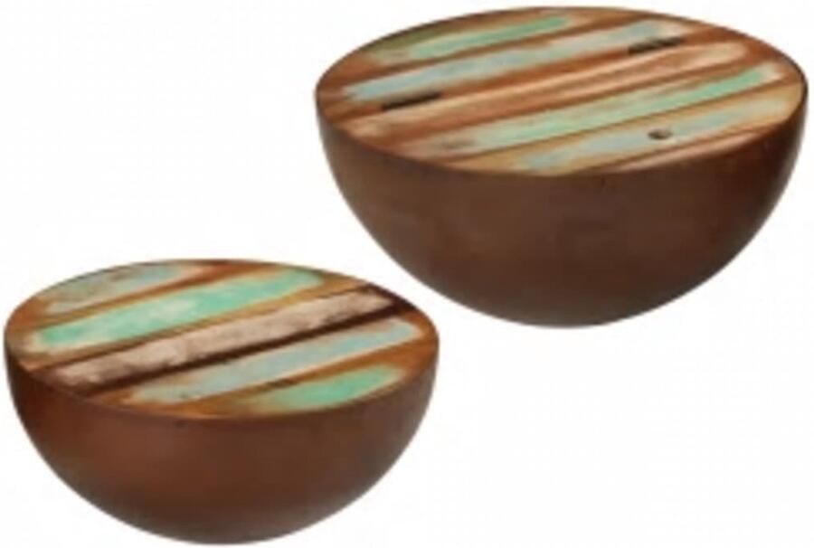 VidaXL -2-delige-Salontafelset-komvormig-massief-gerecycled-hout