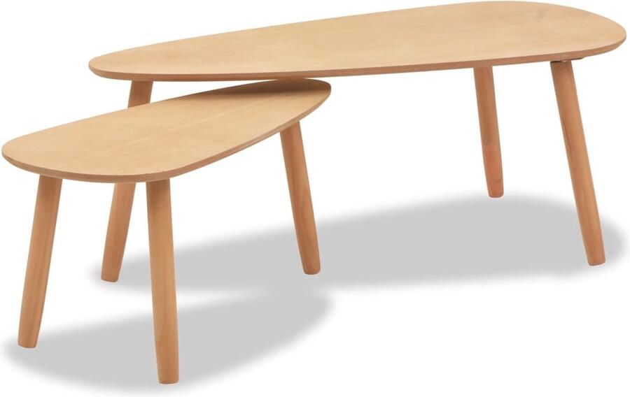 VidaXL 2-delige Salontafelset massief hout bruin Salontafel Scandinavisch Design Hout Grenenhout Mdf Koffietafel Sierlijk Multifunctioneel Compact