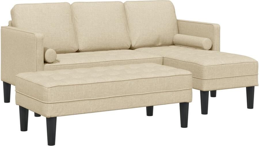 VidaXL Bankstel 2 pcs Crème 173 x 131 x 67 cm Stof