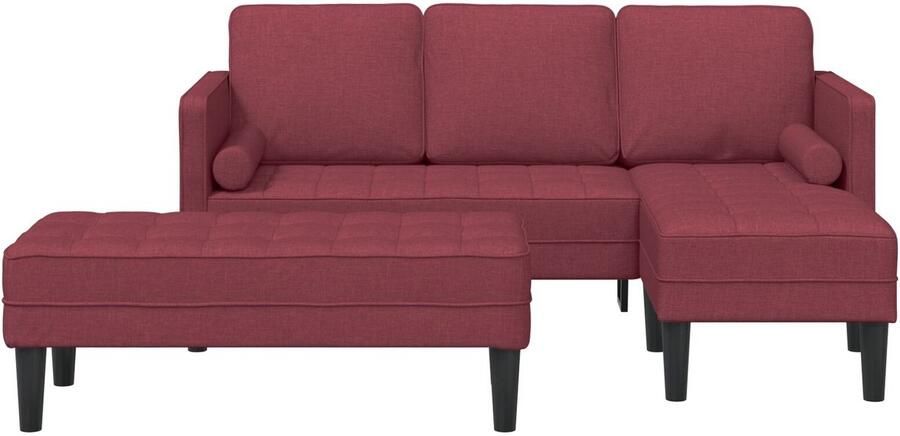 VidaXL 2 Delige Sofa Set met Kussens in Bordeauxrood Stof