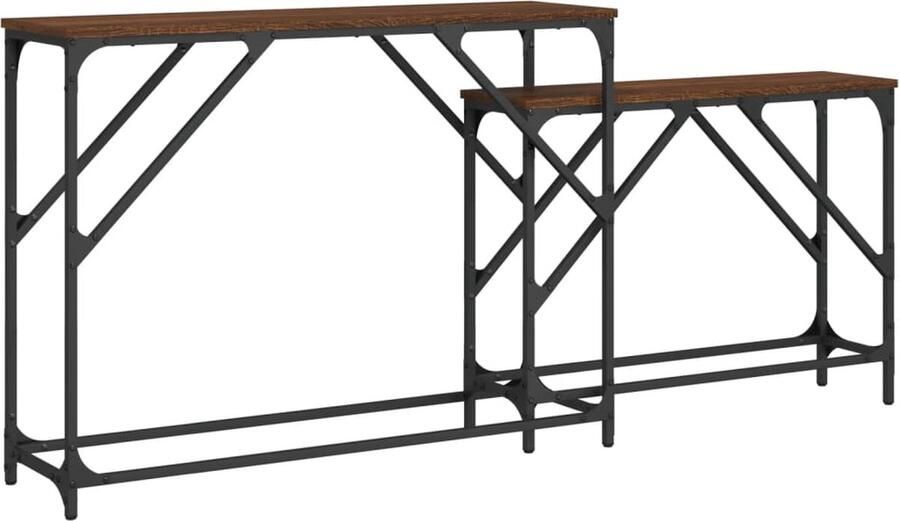 VidaXL Tafeltjesset Bruineiken Stijlvol & Functioneel Wandtafel Tv-meubel Salontafel Houten Tafel Bruine Eiken Multifunctioneel Stapelbaar Industrieel Design