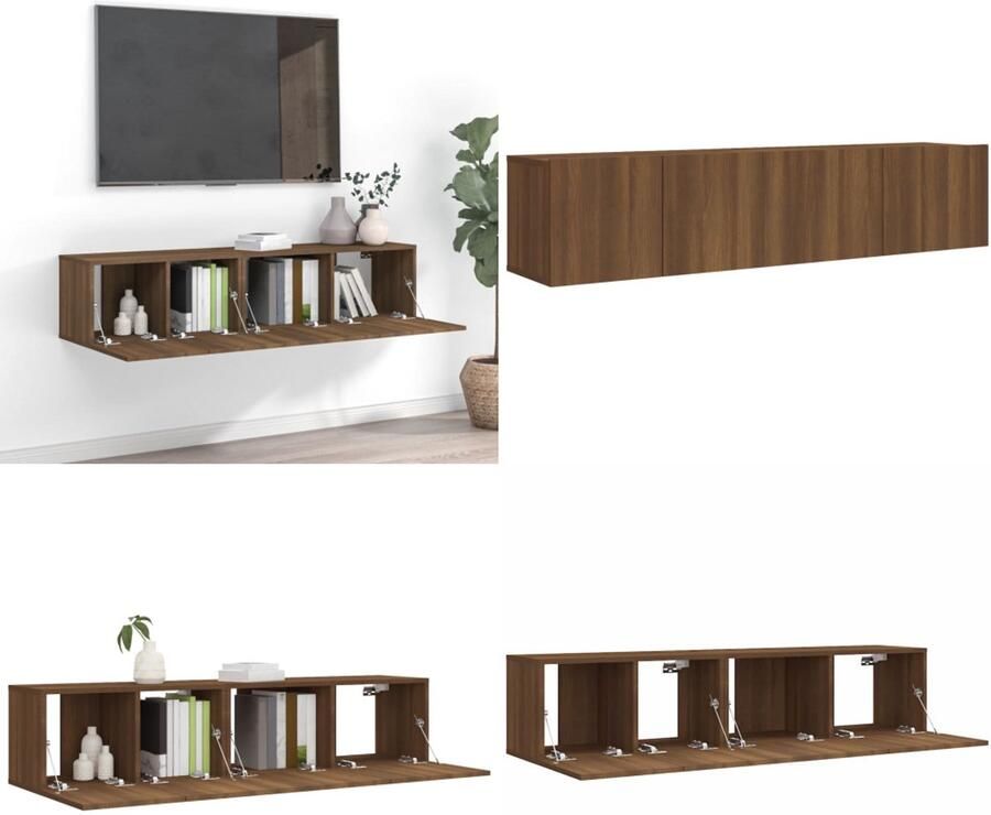 VidaXL 2-delige Tv-meubelset bewerkt hout bruin eikenkleur Tv-kastenset Tv-kastensets Tv-kast Tv-meubelset